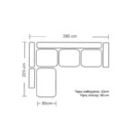 Γωνιακός καναπές δεξιά γωνία Boston pakoworld ύφασμα ανθρακί-κυπαρισσί 280x225x90εκ - Image 5