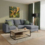 Γωνιακός καναπές Fabulous pakoworld αναστρέψιμος ύφασμα ανθρακί-κυπαρισσί 240x165x95εκ - Image 2