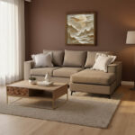 Γωνιακός καναπές Fabulous pakoworld αναστρέψιμος ύφασμα mocha-cream 240x165x95εκ - Image 2