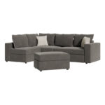 Πολυμορφικός-αναστρέψιμος καναπές London pakoworld ποντικί χρώμα ύφασμα με μαξιλάρια σε απόχρωση ανοιχτό γκρι 296x246x95εκ - Image 4