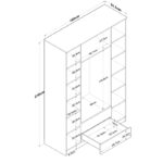 Ντουλάπα τετράφυλλη με καθρέπτη Rersin pakoworld λευκό καρυδί μελαμίνη 140x51.5x210εκ - Image 5