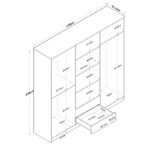 Ντουλάπα ανοιγόμενη με καθρέπτη Wakro pakoworld λευκό-καρυδί μελαμίνης 210x51.5x210εκ - Image 5