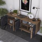 Μπουφές Suckie I pakoworld καρυδί με μαύρο μαρμάρου μελαμίνης-καρυδί pp πόδι 180x45x82.6εκ - Image 3