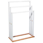Κρεμάστρα επιδαπέδια Tower pakoworld MDF-μπαμπού λευκό-φυσικό 55x24x82εκ