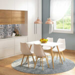 Tραπεζαρία Natali-Gaston σετ 5τμχ λευκό σε απόχρωση λευκό-φυσικό 120x80x73εκ