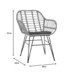 Τραπεζαρία Naoki V σετ 5τεμ pakoworld rattan pe σε φυσική απόχρωση και μαύρο μέταλλο 80x80x78εκ - Image 12