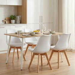 Τραπεζαρία Gaston-Cuba pakoworld σετ 5τεμ pp-mdf σε λευκή-sonoma απόχρωση120x80x75εκ