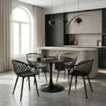 Τραπεζαρία Ezra-Balou pakoworld σετ 5τεμ pp-mdf σε μαύρη απόχρωση Φ100x73εκ