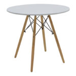 Τραπεζαρία Julita-Noor pakoworld σετ 5τεμ MDF λευκό-γκρι-πόδια φυσικό Φ80x73εκ - Image 5