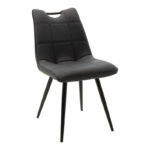 Τραπεζαρία Gustas-Nely pakoworld σετ 5τεμ λευκό μαρμάρου sintered stone-μαύρο μέταλλο 120x60x75εκ - Image 2