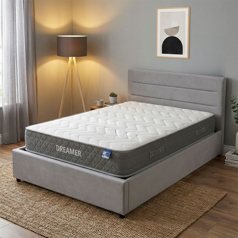 200-001472 Κρεβάτι με στρώμα και αποθηκευτικό χώρο Molito-Dreamer pakoworld βελούδο γκρι 120x200εκ