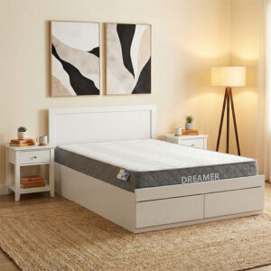 Κρεβάτι με στρώμα και συρτάρι Olympus-Dreamer pakoworld λευκό 120x200εκ