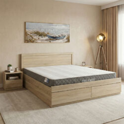 Κρεβάτι με στρώμα και συρτάρι Olympus-Dreamer pakoworld sonoma 160x200εκ