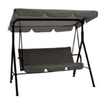 Κούνια Globo pakoworld μαύρο μέταλλο με ύφαμσα σε ανθρακί απόχρωση 170x110x153εκ