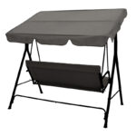 Κούνια Globo pakoworld μαύρο μέταλλο με ύφαμσα σε ανθρακί απόχρωση 170x110x153εκ - Image 4