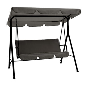 Κούνια Globo pakoworld μαύρο μέταλλο με ύφαμσα σε ανθρακί απόχρωση 170x110x153εκ