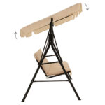 Κούνια Globo pakoworld μαύρο μέταλλο με ύφασμα σε μπεζ απόχρωση 170x110x153εκ - Image 2