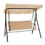 Κούνια Globo pakoworld μαύρο μέταλλο με ύφασμα σε μπεζ απόχρωση 170x110x153εκ