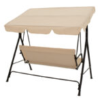 Κούνια Globo pakoworld μαύρο μέταλλο με ύφασμα σε μπεζ απόχρωση 170x110x153εκ - Image 3