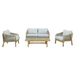 Σαλόνι κήπου Malibu pakoworld μασίφ ξύλο ακακίας-ύφασμα μπεζ - Image 2