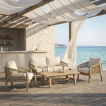 Σαλόνι κήπου Malibu pakoworld μασίφ ξύλο ακακίας-ύφασμα μπεζ