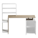 Γραφείο με βιβλιοθήκη και ντουλάπι Meza pakoworld sonoma-λευκό 146.3x55x128.8εκ - Image 2