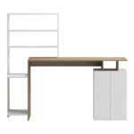 Γραφείο με βιβλιοθήκη και ντουλάπι Meza pakoworld sonoma-λευκό 146.3x55x128.8εκ - Image 3