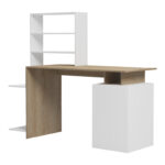 Γραφείο με βιβλιοθήκη και ντουλάπι Meza pakoworld sonoma-λευκό 146.3x55x128.8εκ - Image 4