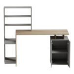 Γραφείο με βιβλιοθήκη και ντουλάπι Meza pakoworld sonoma-γκρι cement 146.3x55x128.8εκ - Image 2