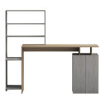 Γραφείο με βιβλιοθήκη και ντουλάπι Meza pakoworld sonoma-γκρι cement 146.3x55x128.8εκ - Image 3