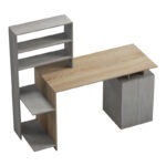 Γραφείο με βιβλιοθήκη και ντουλάπι Meza pakoworld sonoma-γκρι cement 146.3x55x128.8εκ - Image 5