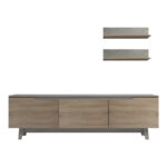 Σύνθετο σαλονιού Kasia pakoworld μπεζ μαρμάρου-sonoma 180x35x48.5εκ - Image 5