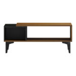 Τραπεζι σαλονιού Riba pakoworld καρυδί-μαύρη όψη μαρμάρου 90x50x37εκ - Image 3