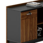 Γραφείο επαγγελματικό με αριστερή γωνία Oscar pakoworld καρυδί-ανθρακί 220x180x76εκ - Image 5