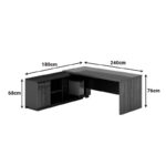 Γραφείο επαγγελματικό με αριστερή γωνία Oscar pakoworld μελαμίνη σε καρυδί-ανθρακί απόχρωση 240x180x76εκ - Image 3