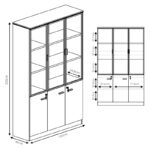 Ντουλάπες γραφείου επαγγελματικές Oscar pakoworld καρυδί-ανθρακί 200x40x200εκ - Image 4