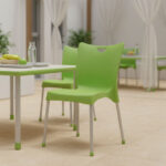 Καρέκλα Crafted pakoworld PP πράσινο-αλουμίνιο γκρι - Image 2