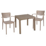 Τραπεζαρία Explore-Frontline pakoworld σετ 3τεμ PP cappuccino 90x90x73