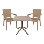 Τραπεζαρία Icoan-Halcyon pakoworld σετ 3τεμ PP σε cappuccino απόχρωση