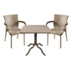 Τραπεζαρία Icon-Festive pakoworld σετ 3τεμ PP σε cappuccino απόχρωση