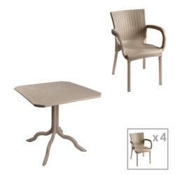 Τραπεζαρία Icon-Festive pakoworld σετ 5τεμ PP σε cappuccino απόχρωση