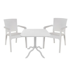 Τραπεζαρία Icon-Halcyon pakoworld σετ 3τεμ PP σε λευκή απόχρωση