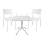 Τραπεζαρία Icon-Fontline pakoworld σετ 3τεμ PP σε λευκή απόχρωση