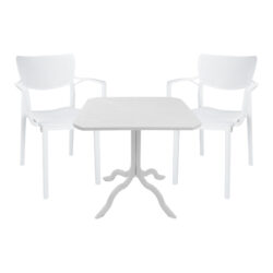 Τραπεζαρία Icon-Fontline pakoworld σετ 3τεμ PP σε λευκή απόχρωση