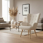 Πολυθρόνα Fluffy pakoworld μπουκλέ κρεμ-φυσικό 75x69x96εκ - Image 2