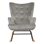 Κουνιστή πολυθρόνα Georgia pakoworld βελούδο γκρι-φυσικό 75x71x95εκ - Image 3