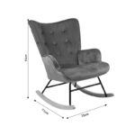 Κουνιστή πολυθρόνα Georgia pakoworld βελούδο γκρι-φυσικό 75x71x95εκ - Image 5