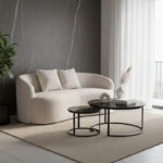 Καναπές 2θέσιος Raini pakoworld με μαξιλάρια κρεμ βελούδο 178x82x68εκ - Image 2