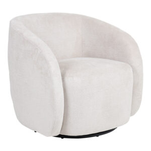 Πολυθρόνα Barrelo pakoworld περιστρεφόμενη με κρεμ ύφασμα 77x72x69εκ