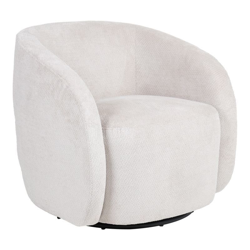 255-000082 Πολυθρόνα Barrelo pakoworld περιστρεφόμενη με κρεμ ύφασμα 77x72x69εκ